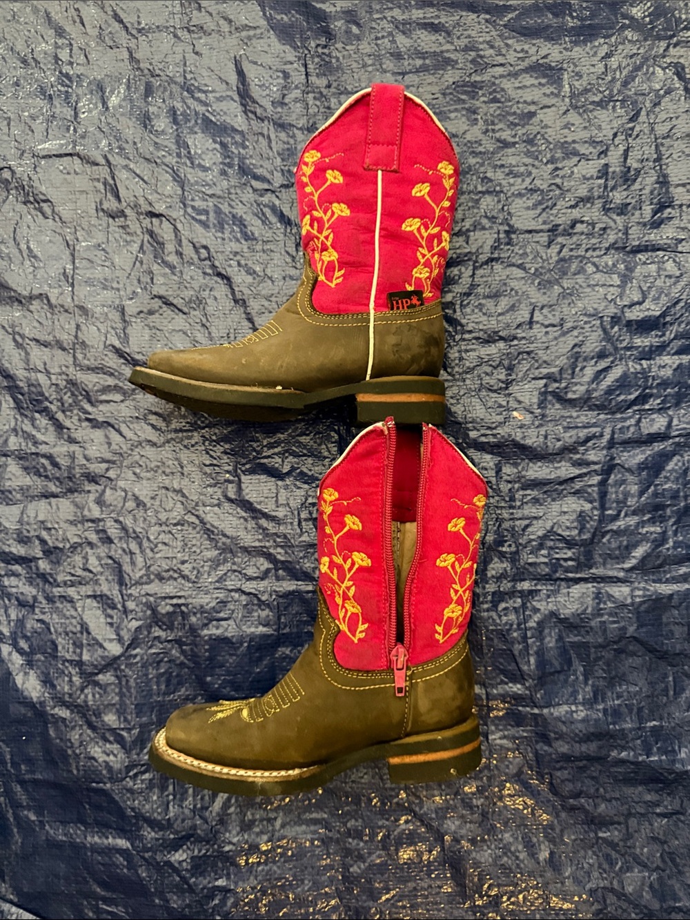 Hot Pink Embroidered Western Zip-Up Boots